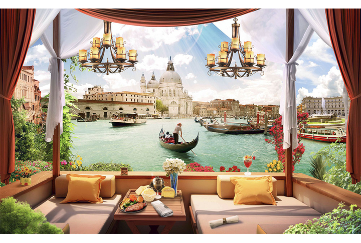 Фотообои «Кафе на террасе с видом на Италию»