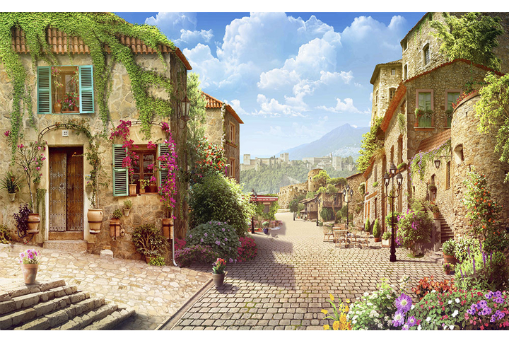 Фотообои «Дорога по улице через старый город»