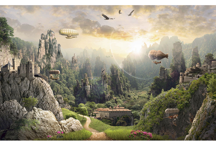 Фотообои «Таинственные горы на закате»