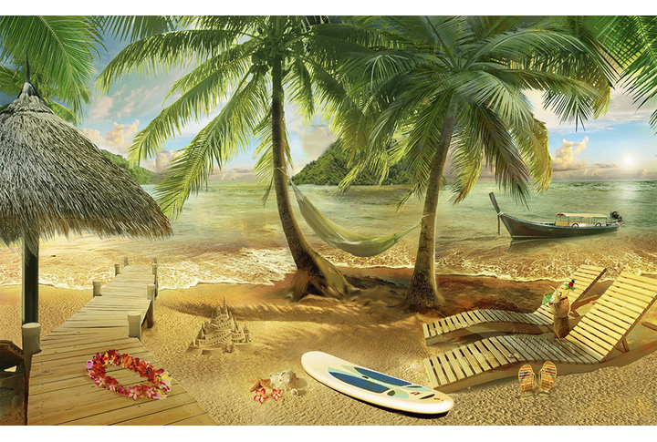 Фотообои «Пальмы у моря на уютном пляже»