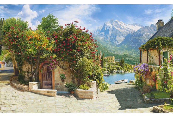 Фотообои «Цветущая улочка во дворе старого города»