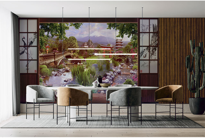 Фотообои «Вид с террасы на японский сад» в интерьере