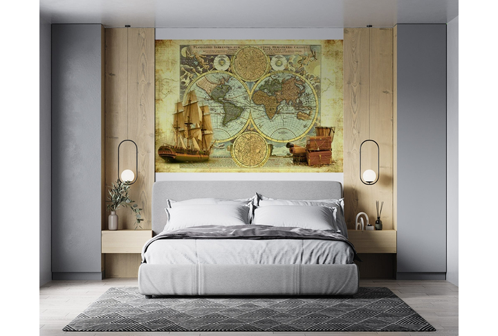 Фотообои «Карта странствий» в интерьере