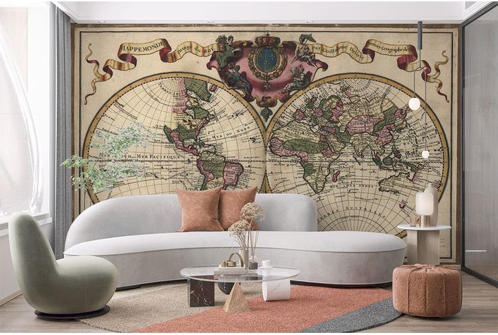 Фотообои «1720 год на карте мира» в интерьере