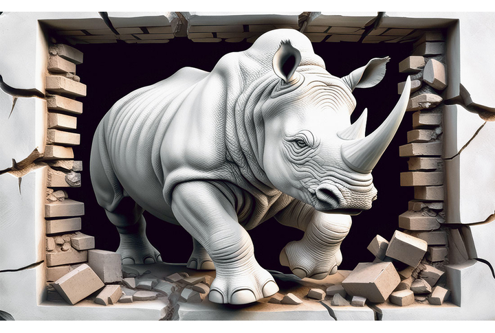 Фотообои «Носорог сквозь стену»