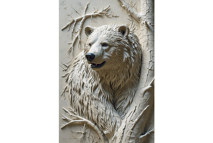 Фотообои «Медведь 3Д под барельеф»