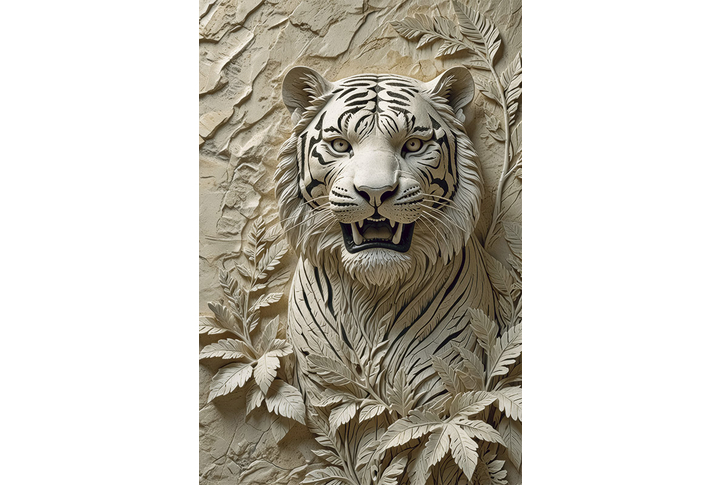 Фотообои «Лепнина с тигром»