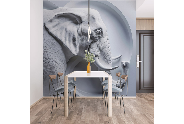 Фотообои «Слон 3Д барельеф» в интерьере