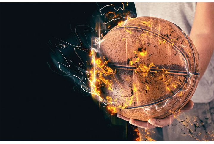 Фотообои «Баскетбольный мяч в огне»