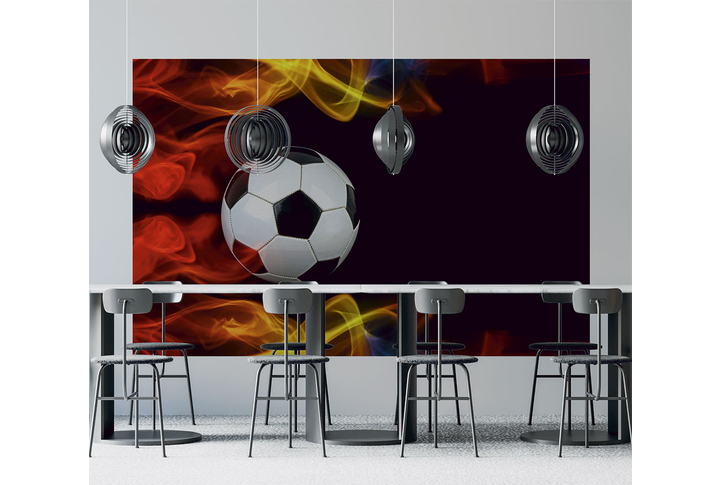 Фотообои «Футбольный мяч в пламени» в интерьере