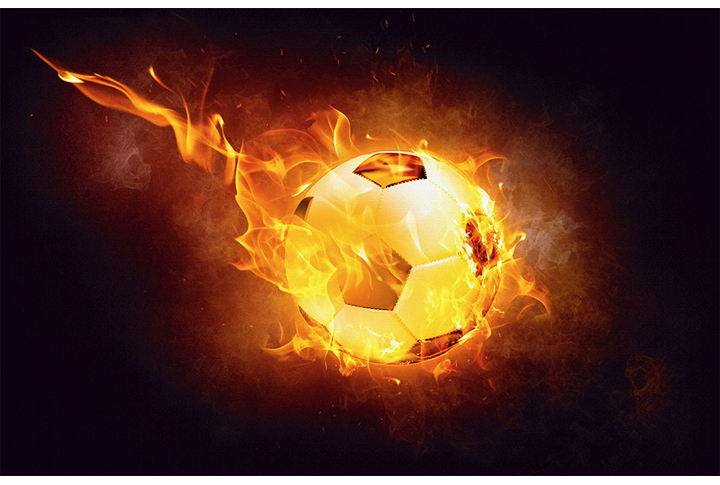 Фотообои «Горящий футбольный мяч»