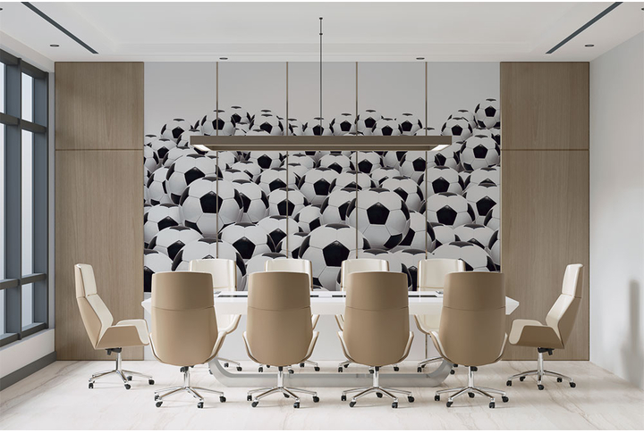 Фотообои «Множество футбольных мячей» в интерьере