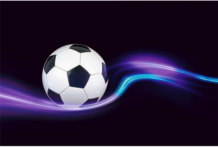 Фотообои «Футбольный мяч в потоке света»