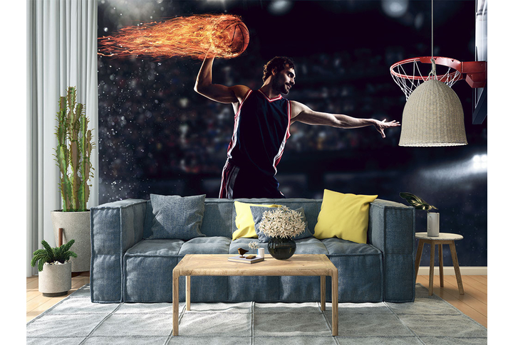 Фотообои «Прыжок баскетболиста» в интерьере