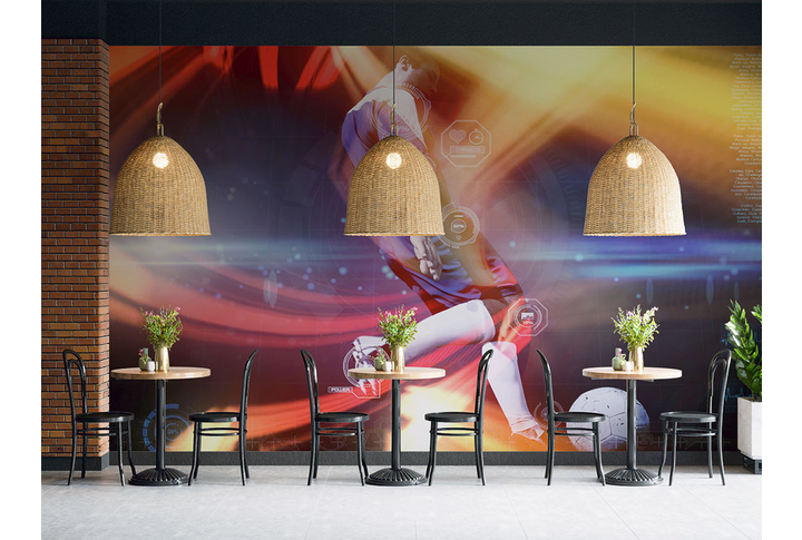 Фотообои «Футболист с мячом» в интерьере