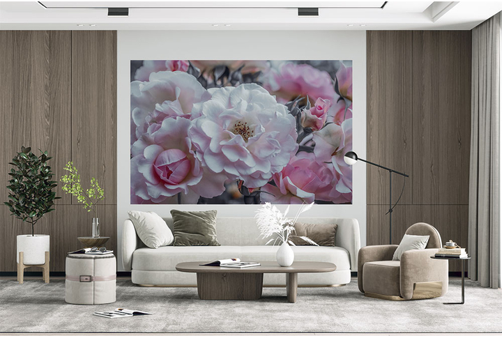 Фотообои «Садовые розы в черно-белом» в интерьере