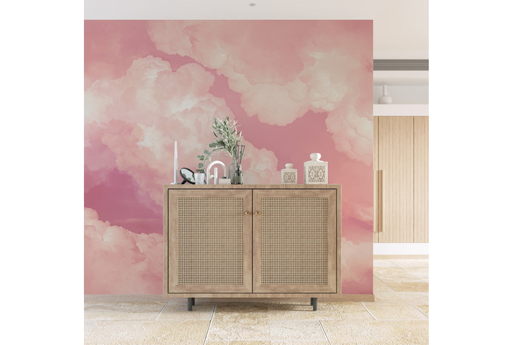 Фотообои «Розовые облака в небе» в интерьере