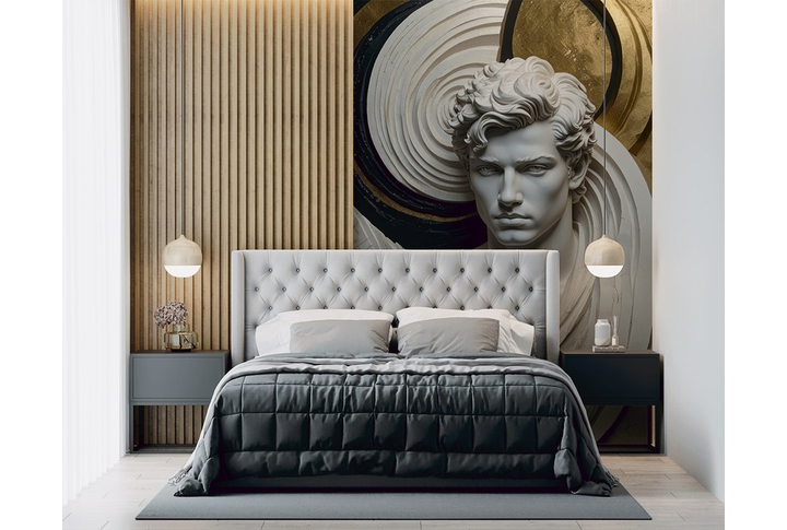 Фотообои «Мужчина на абстрактном фоне 3Д барельеф» в интерьере