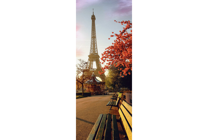 Фотообои «Парижский скверик, Эйфелева башня»