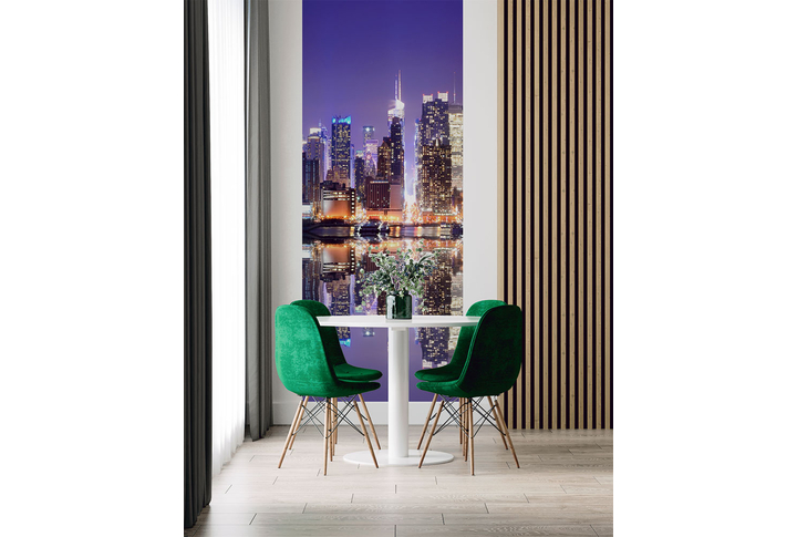 Фотообои «Ночной город, неоновый Чикаго» в интерьере