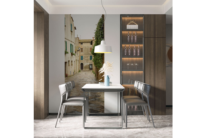 Фотообои «Старая городская улица, мощёный дворик» в интерьере