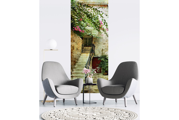 Фотообои «Старая городская улица с лестницей» в интерьере