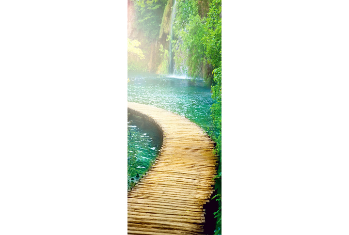 Фотообои «Тропинка через озеро к водопаду»