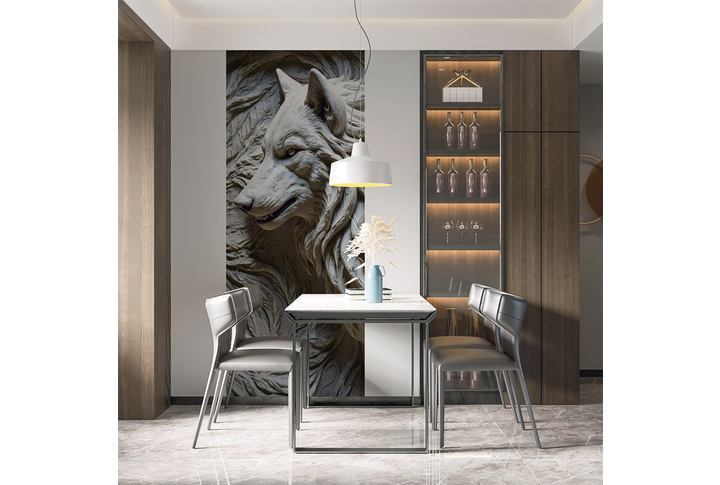 Фотообои «Волк барельеф» в интерьере