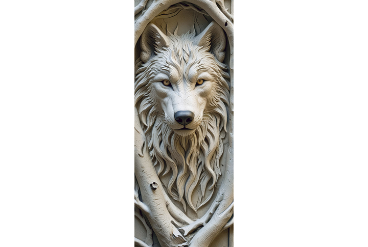 Фотообои «Волк и ветви под барельеф»