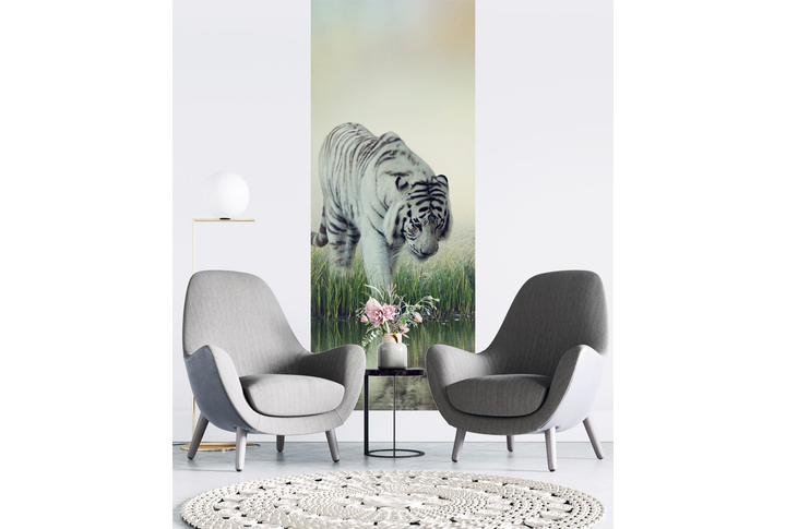 Фотообои «Белый тигр у озера» в интерьере