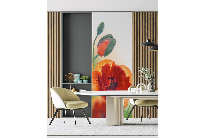 Фотообои «Красные маки» в интерьере