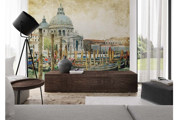 Фотообои «Город Венеция под винтаж» в интерьере