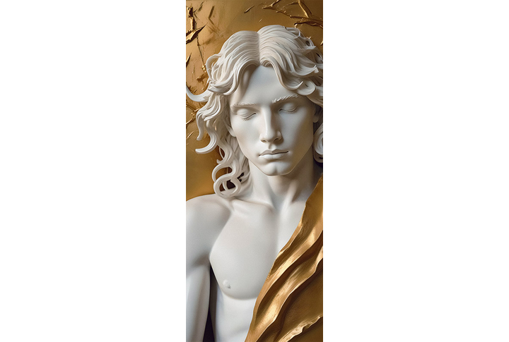 Фотообои «Барельеф Скульптура молодого мужчины в золоте»