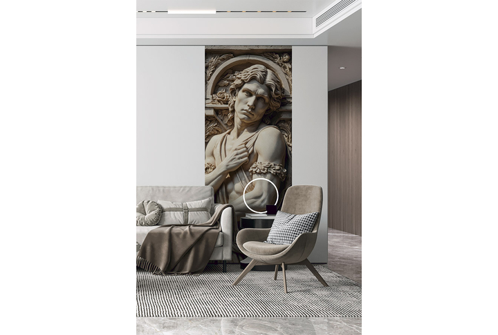 Фотообои «Скульптура античного мужчины под лепнину» в интерьере
