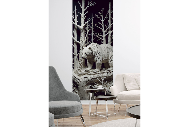 Фотообои «Барельеф медведь в старом лесу» в интерьере