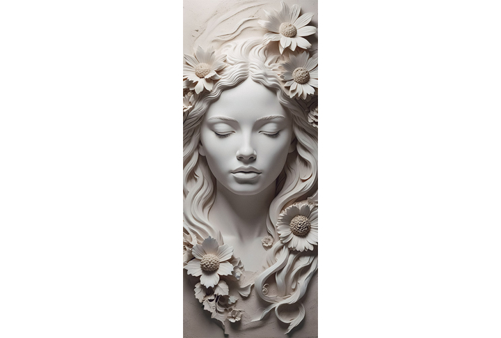 Фотообои «Барельеф девушка в цветах»
