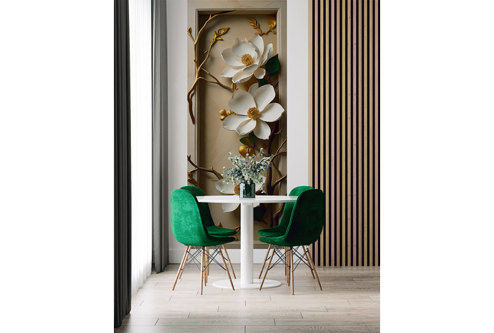 Фотообои «Объемные магнолии» в интерьере