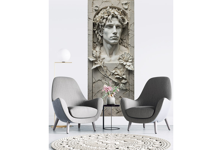 Фотообои «Античный бюст мужчины в арке под барельеф» в интерьере