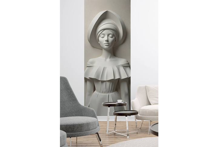 Фотообои «Девушка 3D под объемный барельеф» в интерьере