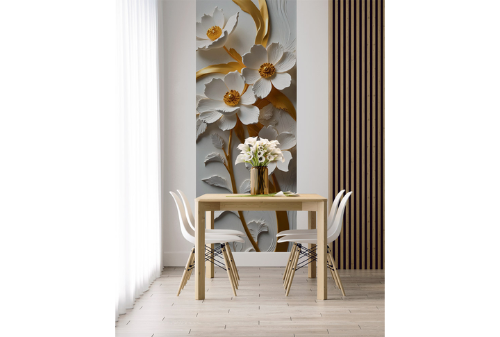 Фотообои «Цветы с тиснением под барельеф» в интерьере