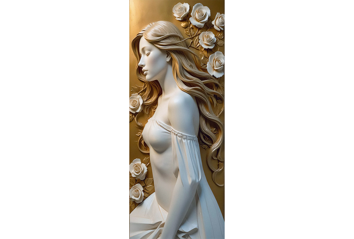 Фотообои «Барельеф Девушка и кремовые розы»