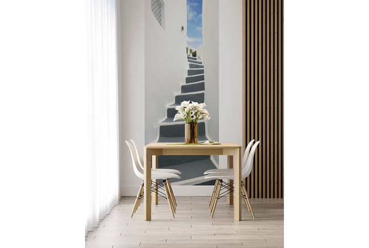 Фотообои «Лестница на улице Санторини» в интерьере