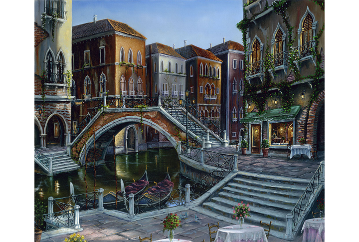 Фотообои «Улица Венеции с кафе в Италии»