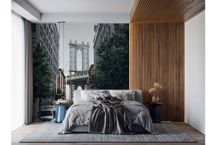 Фотообои «Улица города к Манхэттенскому мосту» в интерьере