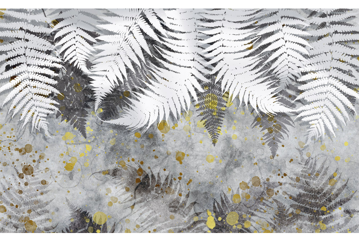 Фотообои «Свисающие серые листья папоротника»