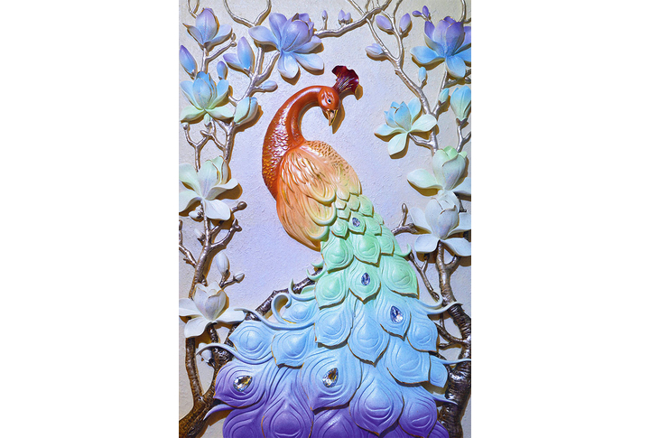 Фотообои «Павлин под барельеф в китайском стиле»