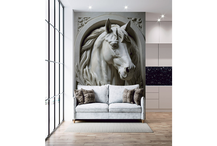 Фотообои «Лошадь в стиле лепнины» в интерьере