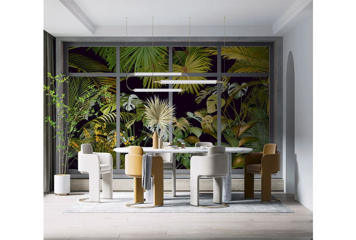 Фотообои «Окно в ночные тропики» в интерьере
