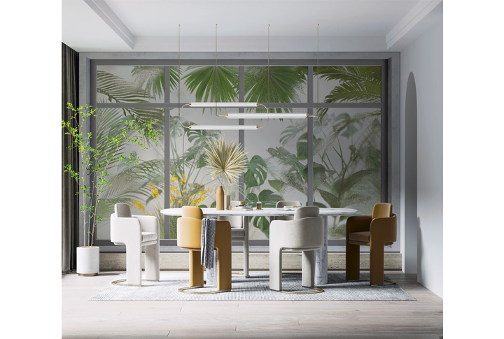 Фотообои «Запотевшее окно в тропический сад» в интерьере