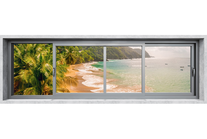 Фотообои «Вид из окна на морской пляж»